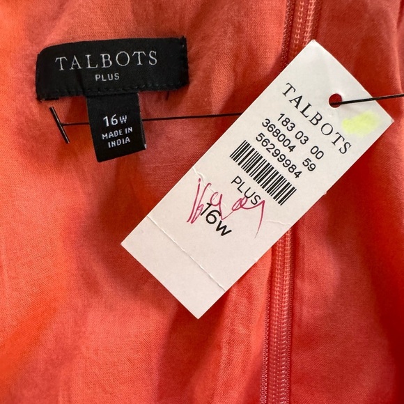 Talbots Square Neck Orange Linen Fit & Flare Dress Classic Minimalist - Picture 11 of 13